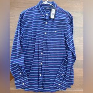 NWT Vineyard Vines Spring Summer Striped Button Down Shirt cotton linen blend